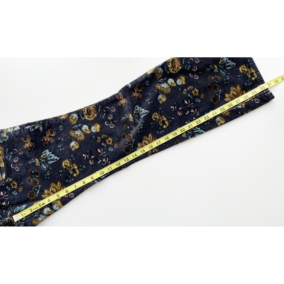 Anthropologie Pilcro The Icon Flare Low Rise Corduroy Jeans Navy Floral Women 31 - Picture 10 of 12